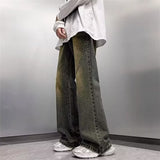 Unisex Jeans retro gradual change jeans flared pants loose casual trousers