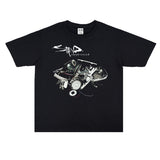 Rock Star T Shirt Staind Metal Band Pure Cotton Washed Distressed T-shirt Short Sleeve Loose Men and Women