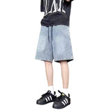 Unisex Jeans Star Pattern Denim Shorts Summer Loose