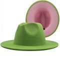 Walter White Fedora Woolen Hat Double-Sided Color Matching Felt Cap Flat Brim Fedora Hat