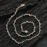 Zircon necklace flower-shaped colorful necklace