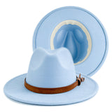 Walter White Fedora Solid Color Top Hat Versatile Fedora Hat British Style Big Brim Woolen Hat