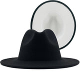 Walter White Fedora Woolen Hat Double-Sided Color Matching Felt Cap Flat Brim Fedora Hat