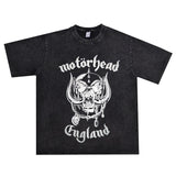 Rock Star T Shirt Motorhead Rock Band Washed Distressed T-shirt Loose