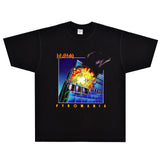 Rock Star T Shirt Def Leppard Hysteria T-shirt Rock Band Loose Printed Vintage Short Sleeve