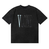 Vlone T Shirt Spring Summer Pattern Crew Neck Pullover Short Sleeve