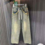 Unisex Jeans Washed Jeans Casual Wide Leg Pants Straight
