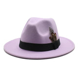 Walter White Hats Fashion Couple Feather Woolen Top Hat Flat Brim Big Brim Jazz Hat