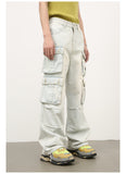 Unisex Jeans American Vintage Washed Straight Tooling Jeans Wide Legs