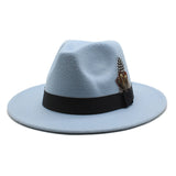 Walter White Hats Fashion Couple Feather Woolen Top Hat Flat Brim Big Brim Jazz Hat