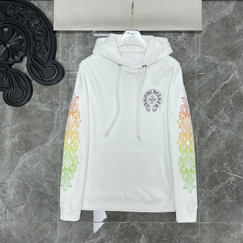 CHH Chrome Heart Hoodie Yellow green gradual change letter horseshoe flower arm cross hooded sweater