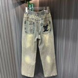 Unisex Jeans Washed Jeans Casual Wide Leg Pants Straight