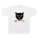 Rock Star T Shirt Black Panther Band T-shirt American Retro Street Loose Printed Cotton Short Sleeve