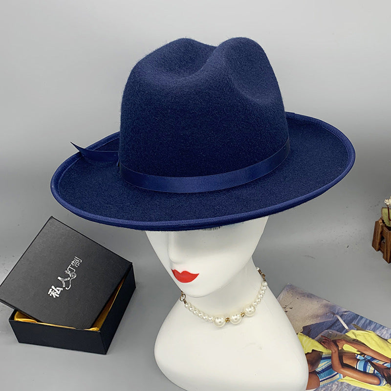 Walter White Fedora Woolen Cowboy Hat Bow Men's Jazz Top Hat Autumn and Winter