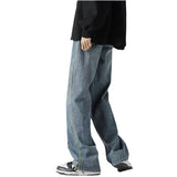 Unisex Jeans Wide Leg Pants Washed Straight