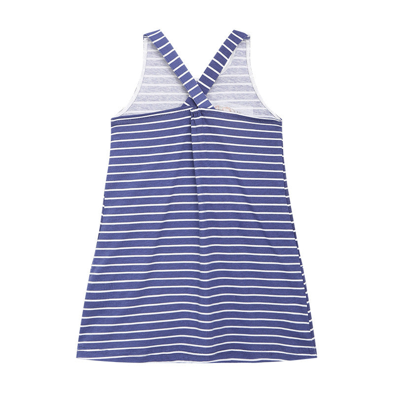 Girl Dress Children's Dress Summer Knitted Cotton Cartoon Embroidered Rabbit Vest Princess Dress Cute Girl