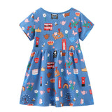 Girl Dress Girls' Summer Knitted Cotton Cartoon Printed Princess Dress Cute Fashion