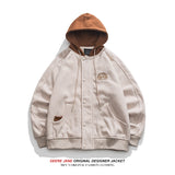 Men Baseball Jacket Spring Hooded Baseball Uniform Male Loose Vintage Casual Jacket Coat