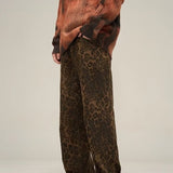 Unisex Jeans Vintage Leopard Jeans Loose Wide Leg Pants