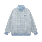 Unisex Baseball Jersey Spring and Autumn Jacket Double-Sided Plaid Embroidered Loose Casual Couple Jacket