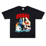 Rock Star T Shirt Drake Hip Hop Print Cotton T-shirt Short Sleeve Men and Women Loose