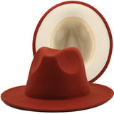 Walter White Fedora Woolen Hat Double-Sided Color Matching Felt Cap Flat Brim Fedora Hat