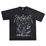Rock Star T Shirt Emperor Band Personalized Printed T-shirt Short Sleeve Loose T-shirt Washed Distressed