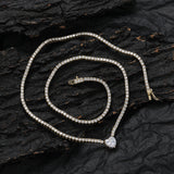 Zircon necklace heart-shaped pendant tennis chain