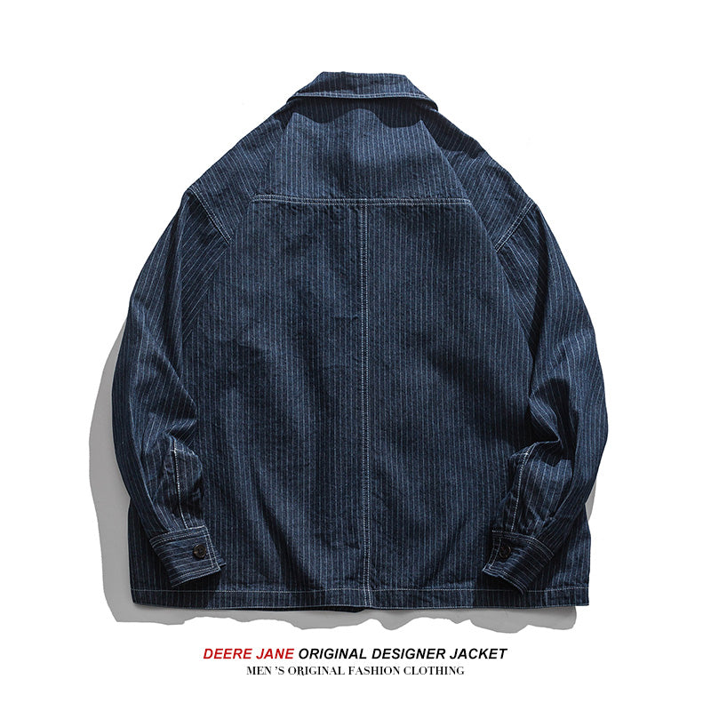 Men Long-Sleeve Shirt Spring Leisure Denim Shirt Jacket Men's Loose and Simple Long Sleeve Top