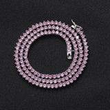 Zircon necklace Pink tennis chain