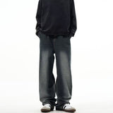 Unisex Jeans Vintage Wash Loose Jeans Straight Wide Leg Pants Oversize Casual Pants