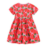 Girl Dress Summer Girls' Dress Style Knitted Cotton Short Sleeve Cute Print