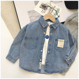 Boy Jacket Boys' Spring Fashionable Jacket Denim Shirt Korean Style Versatile Children Shirt