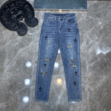 CHH Chrome Hearts Jeans Unisex Casual Loose Rivet Jeans