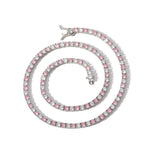 Zircon necklace pink and white zirconium inlaid tennis necklace
