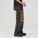 Unisex Jeans Ripped Jeans Straight Loose Wash Old
