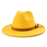 Walter White Fedora Solid Color Top Hat Versatile Fedora Hat British Style Big Brim Woolen Hat