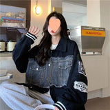 Unisex Baseball Jersey Fall Retro Denim Jacket