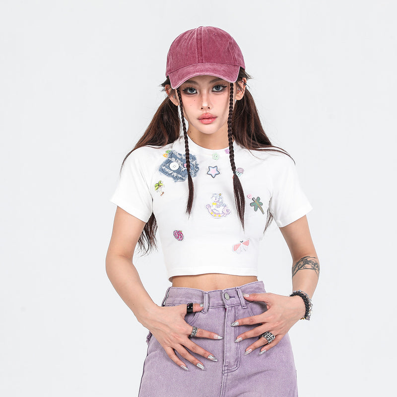 After Prom Shirt Summer Hot Girl T-shirt Slim Fit Slimming and Short