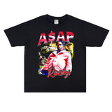 Rock Star T Shirt Street Washed Distressed T-shirt Short Sleeve Loose