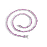 Zircon necklace three prongs red corundum tennis chain