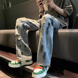 Unisex Jeans Retro Jeans Loose Straight Couple