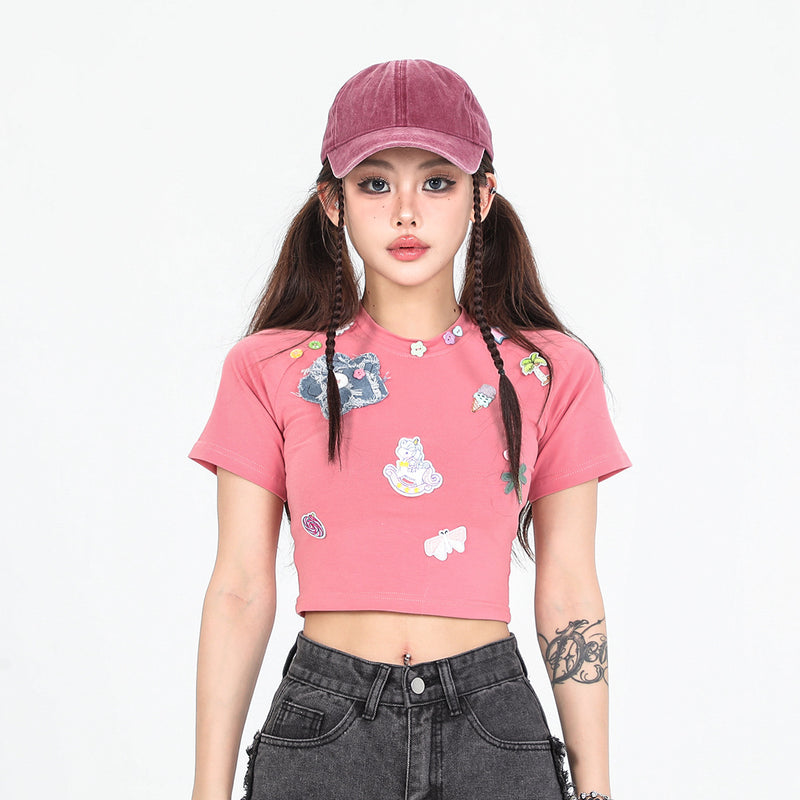 After Prom Shirt Summer Hot Girl T-shirt Slim Fit Slimming and Short