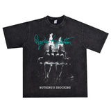 Rock Star T Shirt Rock Ajane's Ddiction Band Washed Distressed Printed T-shirt Loose