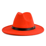 Walter White Fedora Solid Color Belt Woolen Hat Autumn and Winter Men and Women Fur Felt Hat