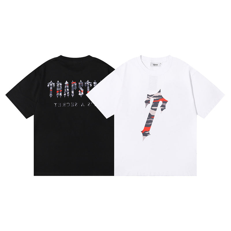 Trapstar T Shirts Trapstar Red Camouflage Print Casual Short Sleeve T-Shirt