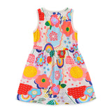 Girl Dress Children Shirt Knitted Cotton Summer Girls' Vest round Neck Cartoon Printed Princess Dress