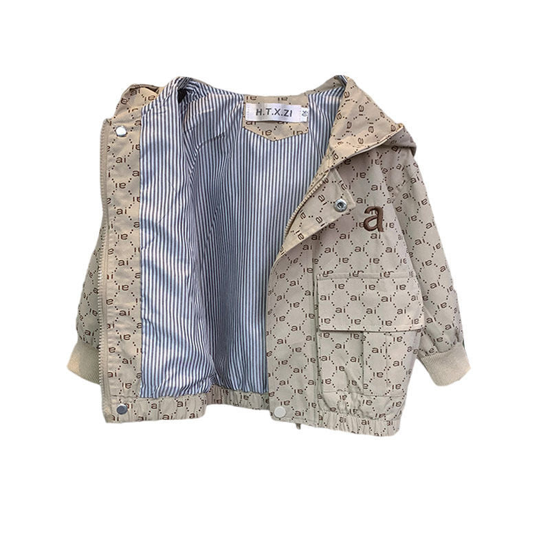 Boy Jacket Boys' Coat Spring and Autumn Western Style Top Clothes Handsome