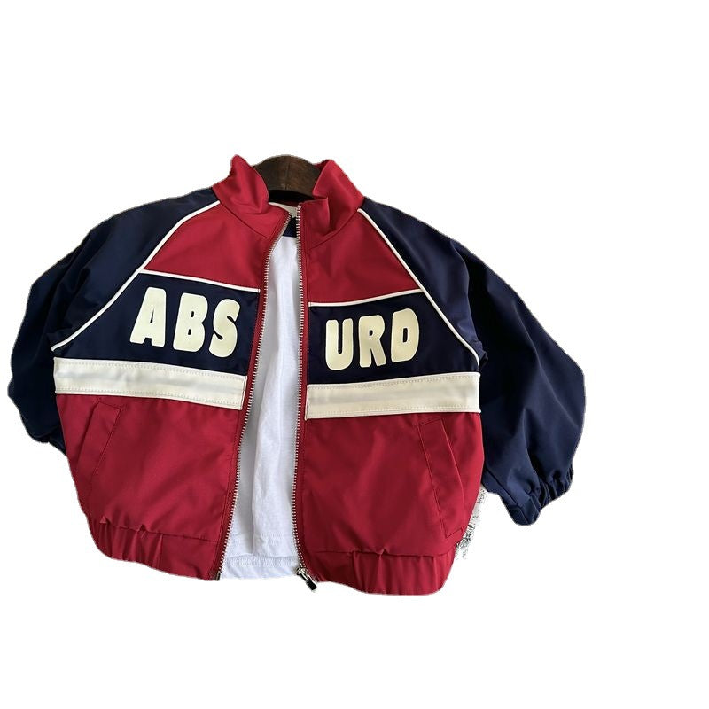 Boy Jacket Kids' Overcoat 2 Contrast Color Letter Baseball Uniform Baby Sports Stitching Jacket Tide