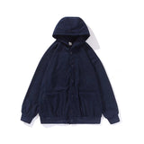Unisex Baseball Jersey Fall/Winter Vintage Hooded Waffle Cardigan Sweater